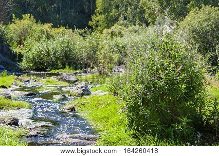 Belovsky waterfall is a natural attraction. The village of Belovo Iskitim district Novosibirsk oblast Russia