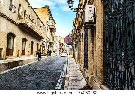 BAKU, AZERBAIJAN - JANUARY, 16, 2016. The streets of the old town - Icheri Sheher. Icheri Sheher is a UNESCO World Heritage Site since 2000.