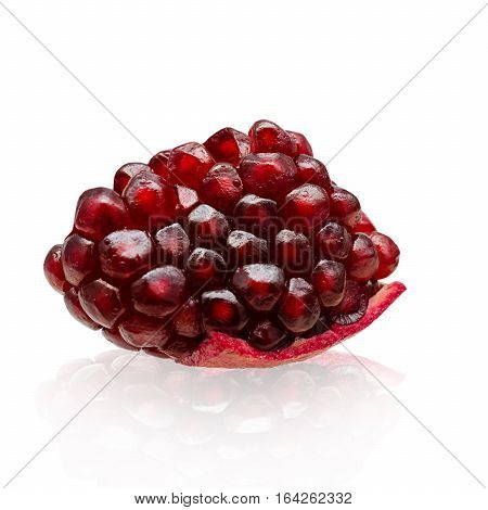 Ripe pomegranate fruit isolated on white background cutout