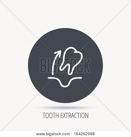 Tooth extraction icon. Dental paradontosis sign. Round web button with flat icon. Vector