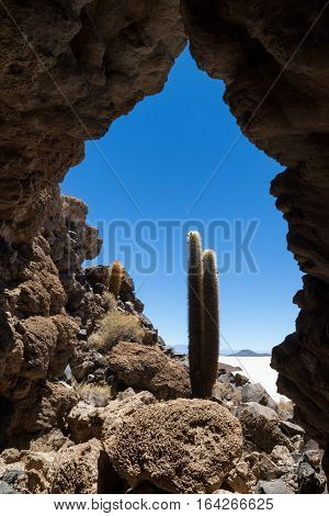 Cave at Isla Pia Pia Salar de Uyuni Bolivia