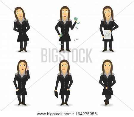 A Little Crazy Business wooman. Set. 6 items.
