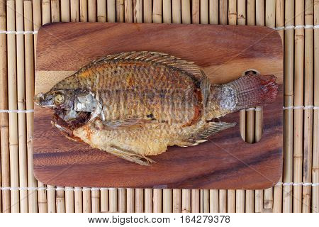 Ready Served Deep Fried Fish ,nile Tiapia, On Butcher Served.