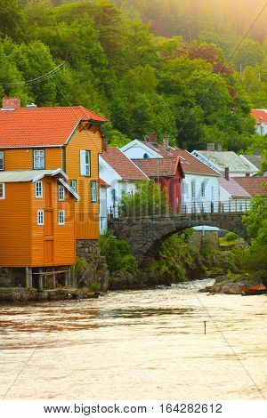 Wooden Houses In Sogndalstrand Norway