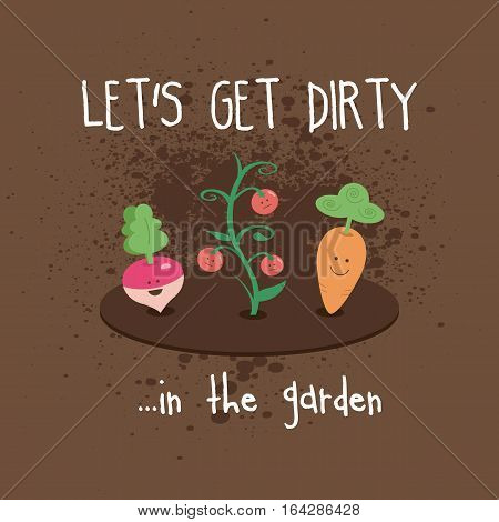Dirty Garden Kawaii Cute Vegetables Turnip Carrot Tomatoes