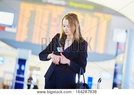 Young Business Woman In International Airport