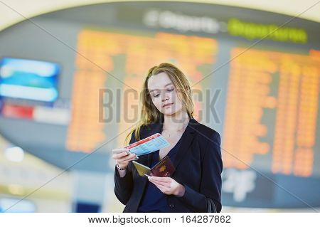 Young Business Woman In International Airport