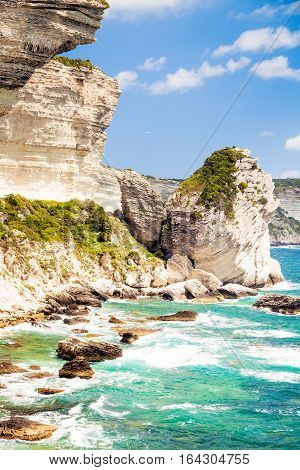 a corsican landscape, with the white cliffs near the city of bonifacio