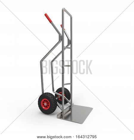 Hand truck on white background 3D rendering