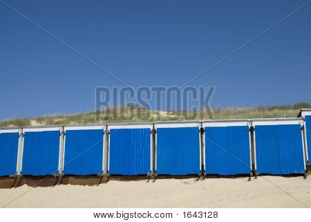 Blå lille strand-huse