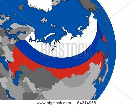 Russia On Globe With Flag
