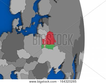 Belarus On Globe With Flag