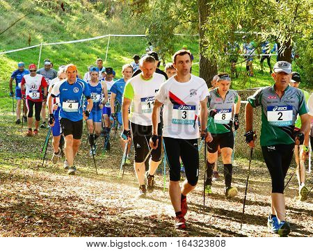 Verneuil sur Seine France - october 22 2016 : the second Championship of nordic walking of France