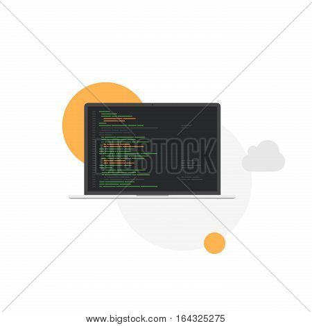 Laptop Programming Development System Vector Flat Illustration