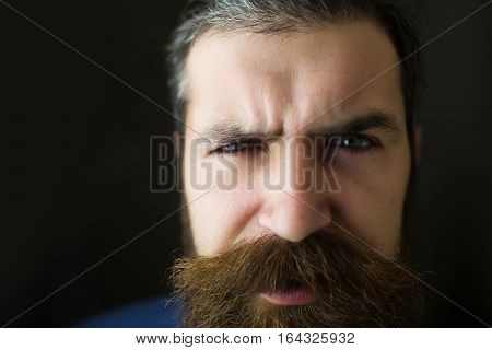 Bearded Surprised Man With Mustache