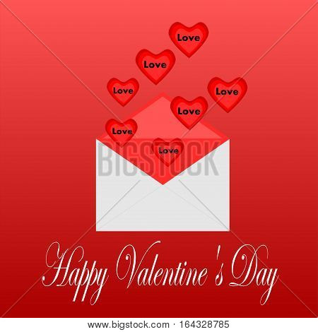Happy Valentine's Day, Hearts in Mail Envelope