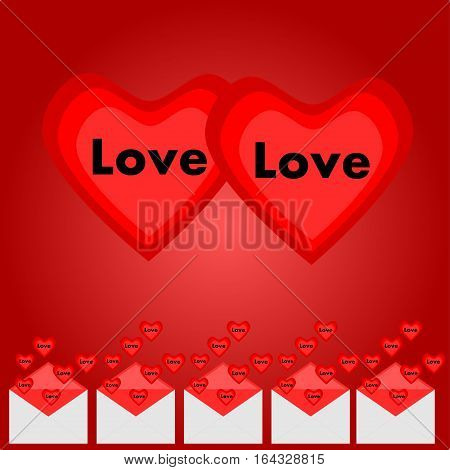 Happy Valentine's Day, Hearts in Mail Envelope