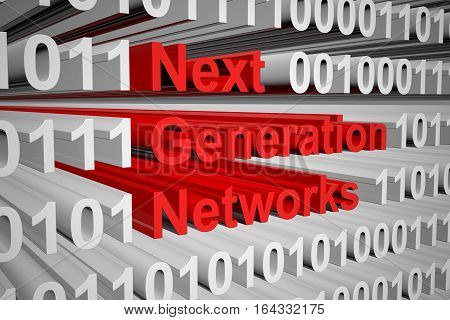 next generation networks in the form of binary code, 3D illustration