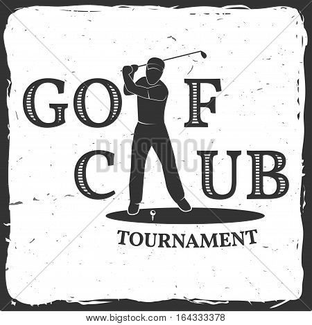 Golf club concept with golfer silhouette. Vector golfing club retro badge. Concept for shirt, print, seal or stamp. Typography design- stock vector.