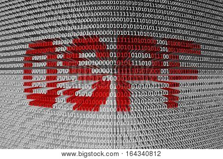 OSPF in the form of binary code, 3D illustration