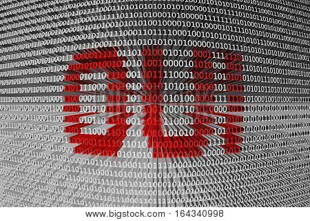 OUI in the form of binary code, 3D illustration