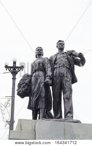 Worker and Collective Farm monument with a sheaf of hay