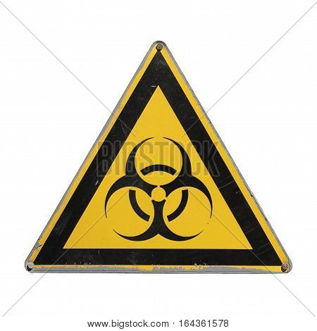 Bio hazard. Yellow triangle. Sign isolated for collage