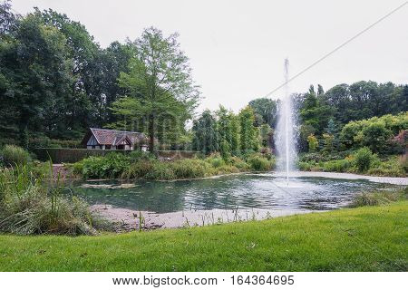 Landgraaf, Netherlands - July 12, 2016: English garden style park Mondo Verde Netherlands.