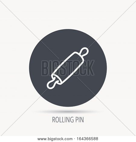 Rolling pin icon. Kitchen baker roller sign. Round web button with flat icon. Vector