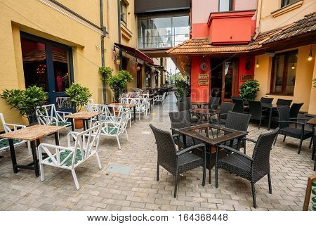 Tbilisi, Georgia - May 19, 2016: Cozy Outdoor Cafes In The Shardeni Street Of Old Town Tbilisi, Georgia.