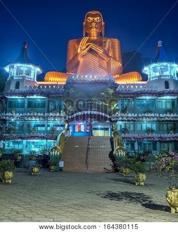 Sri Lanka: Dambulla Cave Temple also known as the Golden Temple of Dambulla at night