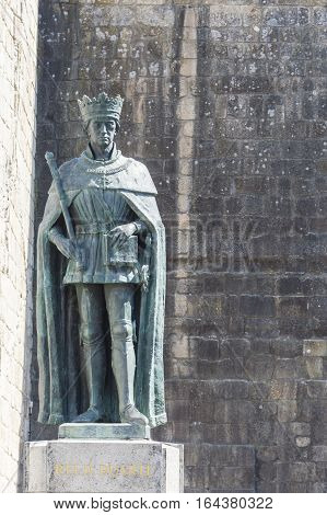 Statue of king Duarte also called Edward ancient Portugal sovereign placed in Viseu