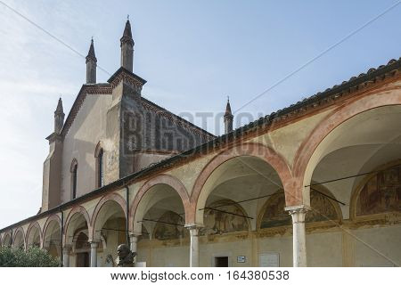 GRAZIA,ITALY-JULY 4,2015:View of the sanctuary of the Blessed Virgin of Graces in the small village of Grazie near the river Mincio.