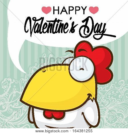 Valentines day greeting card with funny animal character.
