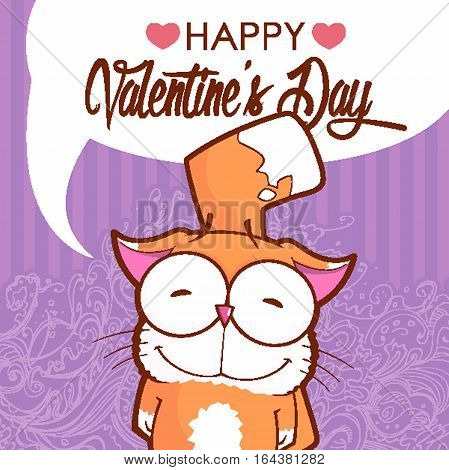Valentines day greeting card with funny animal character.