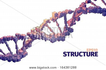 Structure illustration. 3d vector abstract background. Cube elements. Boxes system. Web banner