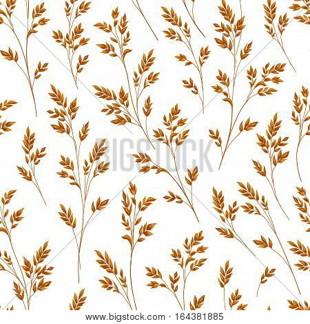 Floral pattern with leaves. Ornamental seamless background. Nature ornamental pattern with ear wearl