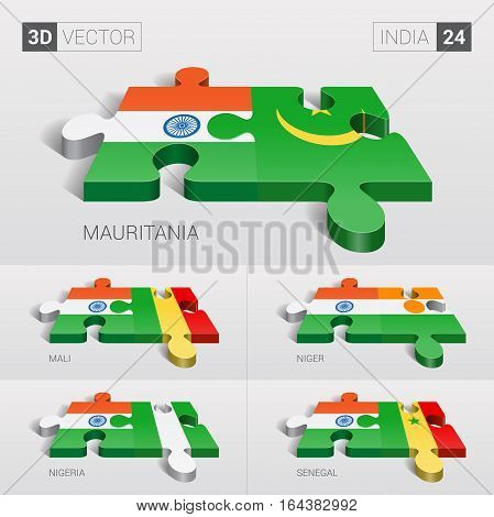 India puzzle part joint with Mauritania, Mali, Niger, Nigeria, Senegal.