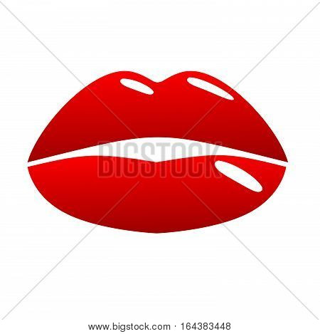 Beautiful sexy red lips on a white background. Trendy vector.