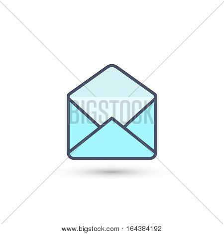 Open envelope icon. Vector isolated blue web object.