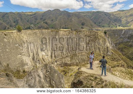 LATACUNGA, ECUADOR, FEBRAURY - 2016 - Countryside scene of valley surrounded by andes range mountains in Latacunga district Ecuador South America