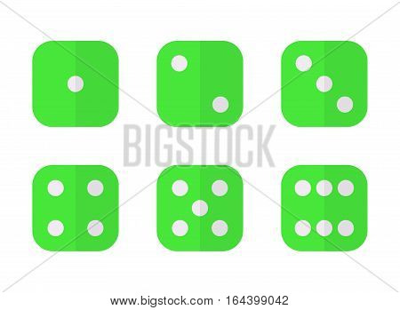 6 dices in different combinations in modern flat style