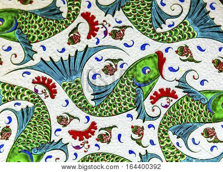 Ancient Arab Islamic Fish Designs Pottery Madaba Jordan