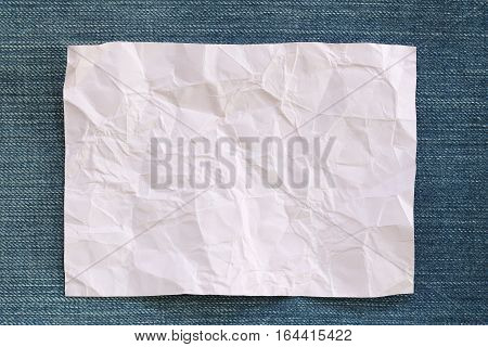 Note Paper Crumpled Of Empty And Copy Space On Denim Backgroundyou Can Input The Message Text In Pic
