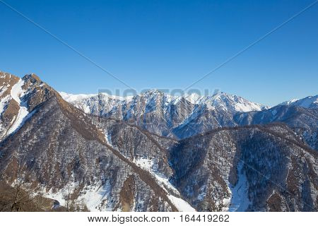mountains in the snow in Gabala Azerbaijan