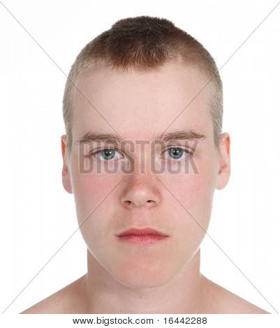 Headshot dospívající chlapec s Mohawk účes