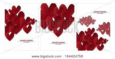 Vector illustration red heart in paper design set which functional in many purpose