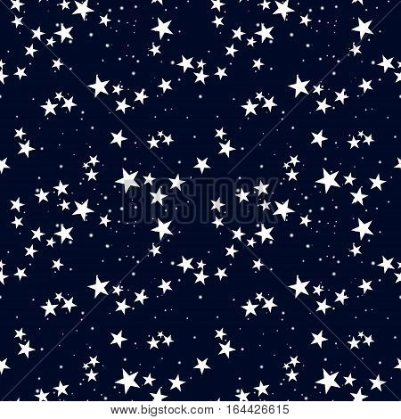 Seamless pattern with star in dark sky.
