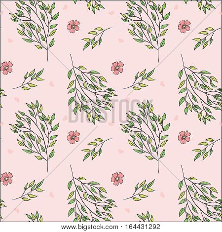 Valentine's hearts and flowers seamless pattern ,illustration picture for your design