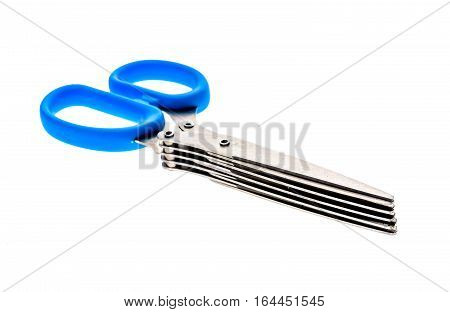 Herb And Spice Scissors With Comb On A White Background.
